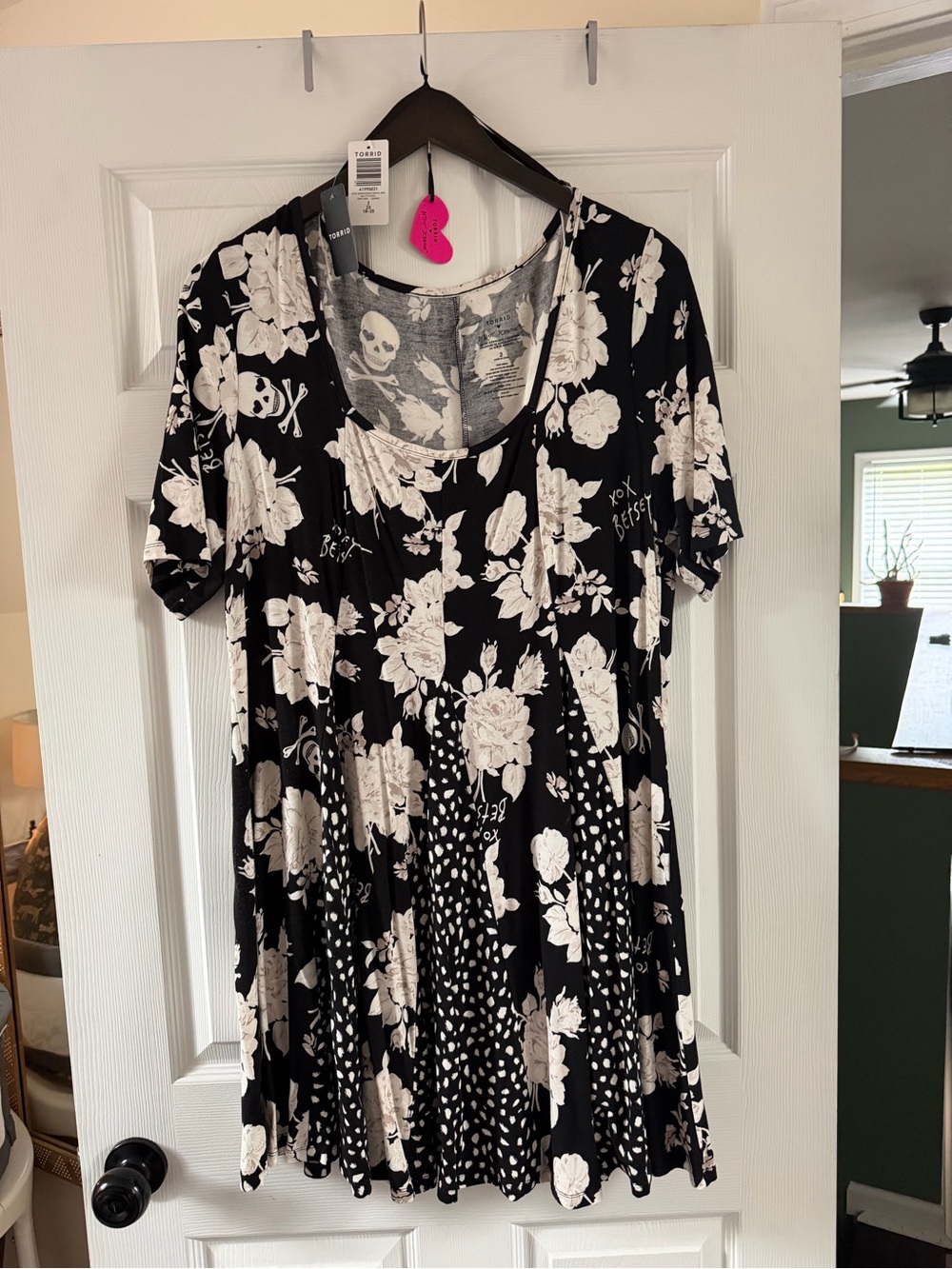 Torrid Betsy Johnson Black and White Floral Swing Dress